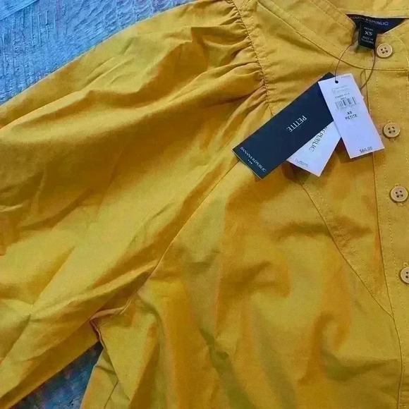 NWT CLEO FASHION POPLIN SHIRT, Mustard - Picture 8 of 15